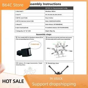 B64C 2 Set 15Inch FPV Racing Drone Frame Carbon Fiber Quadcopter FPV Freestyle Frame For Enhanced Flight Stability